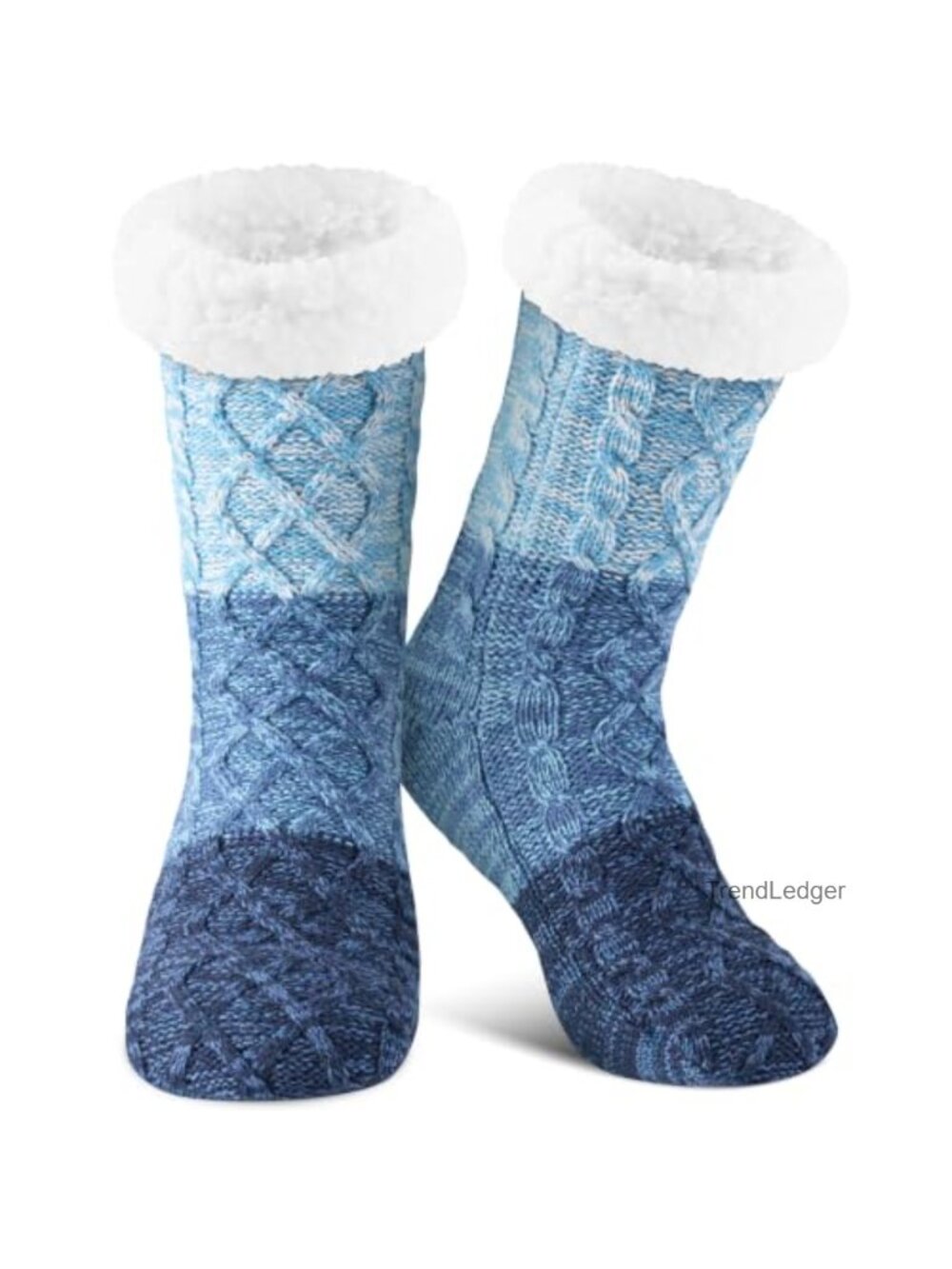 Thick Fleece Lined Slipper Socks with Grips Cozy Warm Fuzzy Women